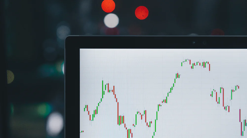 A financial chart on a screen
